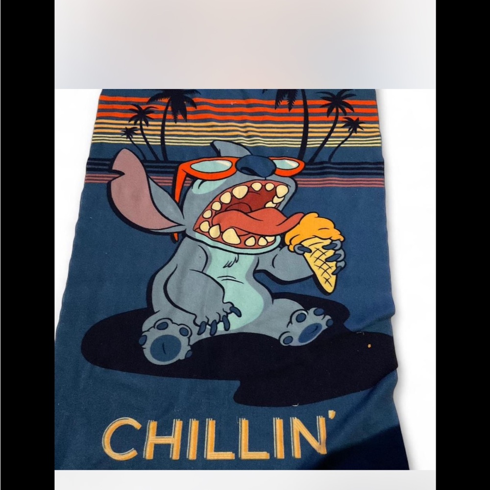 Blue Stitch Beach Towel with Ice Cream Design